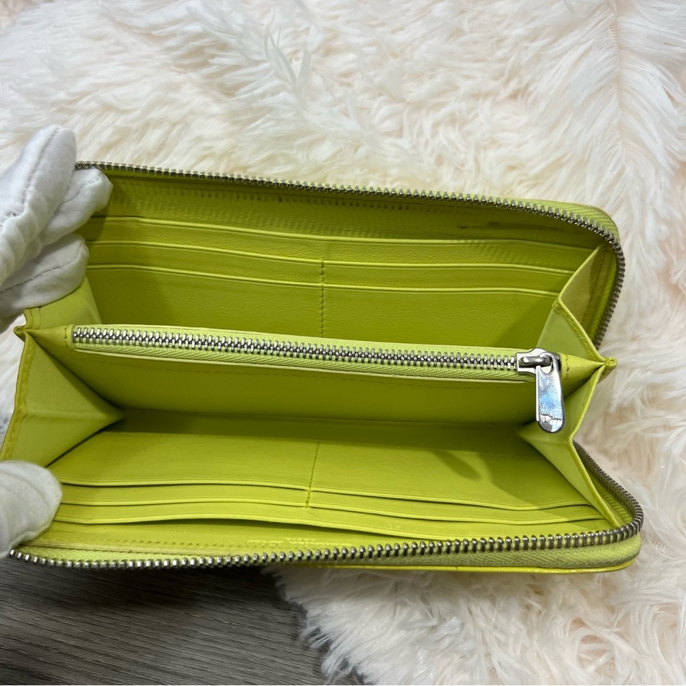 Dior - Yellow Cannage Patent Leather Zip Around Long Wallet - Picture 9 of 11